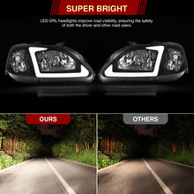 Load image into Gallery viewer, Honda Civic 1999-2000 LED DRL Bar Factory Style Headlights Black Housing Clear Len Clear Reflector