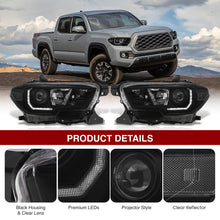 Load image into Gallery viewer, Toyota Tacoma 2016-2023 Factory Style Projector Headlights Black Housing Clear Len Clear Reflector (Models with Factory LED DRL Headlights Only)