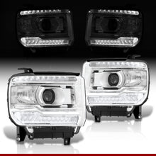 Load image into Gallery viewer, GMC Sierra 1500 2014-2018 / Sierra 2500HD 3500HD 2015-2019 LED DRL Bar Factory Style Projector Headlights Chrome Housing Clear Len Clear Reflector (Halogen Models Only)