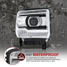 Load image into Gallery viewer, GMC Sierra 1500 2014-2018 / Sierra 2500HD 3500HD 2015-2019 LED DRL Bar Factory Style Projector Headlights Black Housing Clear Len Clear Reflector (Halogen Models Only)