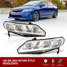Load image into Gallery viewer, Honda Civic Sedan 2006-2011 LED DRL Bar Factory Style Headlights Chrome Housing Clear Len Clear Reflector