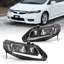 Load image into Gallery viewer, Honda Civic Sedan 2006-2011 LED DRL Bar Factory Style Headlights Black Housing Clear Len Clear Reflector