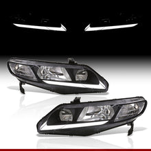 Load image into Gallery viewer, Honda Civic Sedan 2006-2011 LED DRL Bar Factory Style Headlights Black Housing Clear Len Clear Reflector