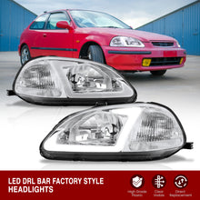 Load image into Gallery viewer, Honda Civic 1996-1998 LED DRL Bar Factory Style Headlights Chrome Housing Clear Len Clear Reflector