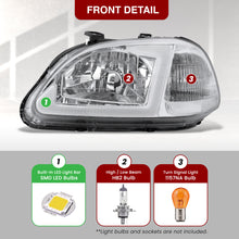 Load image into Gallery viewer, Honda Civic 1996-1998 LED DRL Bar Factory Style Headlights Chrome Housing Clear Len Clear Reflector