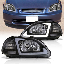 Load image into Gallery viewer, Honda Civic 1996-1998 LED DRL Bar Factory Style Headlights Black Housing Clear Len Clear Reflector