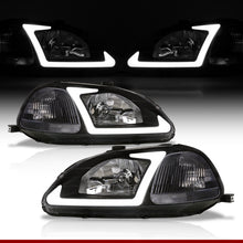 Load image into Gallery viewer, Honda Civic 1996-1998 LED DRL Bar Factory Style Headlights Black Housing Clear Len Clear Reflector