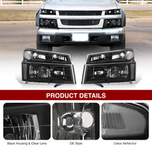 Load image into Gallery viewer, Chevrolet Colorado 2004-2012 Factory Style Headlights + Bumpers Black Housing Clear Len Clear Reflector