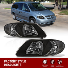 Load image into Gallery viewer, Chrysler Town & Country 2001-2007 / Grand Voyager 2001-2002 / Voyager 2001-2003 / Dodge Grand Caravan 2001-2007 Factory Style Headlights Black Housing Clear Len Clear Reflector (Halogen Models Only)