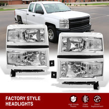 Load image into Gallery viewer, Chevrolet Silverado 1500 2014-2015 Factory Style Headlights Chrome Housing Clear Len Clear Reflector (Will Not Fit 2500 & HD Models)