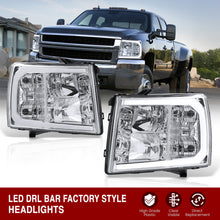 Load image into Gallery viewer, Chevrolet Silverado 2007-2013 LED DRL Bar Factory Style Headlights Chrome Housing Clear Len Clear Reflector