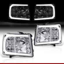 Load image into Gallery viewer, Chevrolet Silverado 2007-2013 LED DRL Bar Factory Style Headlights Chrome Housing Clear Len Clear Reflector
