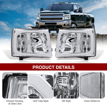 Load image into Gallery viewer, Chevrolet Silverado 2007-2013 LED DRL Bar Factory Style Headlights Chrome Housing Clear Len Clear Reflector