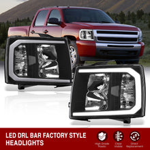 Load image into Gallery viewer, Chevrolet Silverado 2007-2013 LED DRL Bar Factory Style Headlights Black Housing Clear Len Clear Reflector