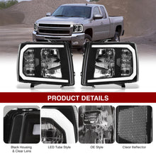 Load image into Gallery viewer, Chevrolet Silverado 2007-2013 LED DRL Bar Factory Style Headlights Black Housing Clear Len Clear Reflector