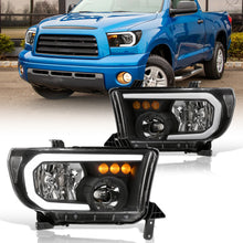Load image into Gallery viewer, Toyota Tundra 2007-2013 / Sequoia 2008-2017 LED DRL Bar Factory Style Headlights Black Housing Clear Len Clear Reflector