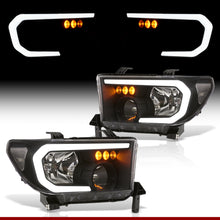 Load image into Gallery viewer, Toyota Tundra 2007-2013 / Sequoia 2008-2017 LED DRL Bar Factory Style Headlights Black Housing Clear Len Clear Reflector