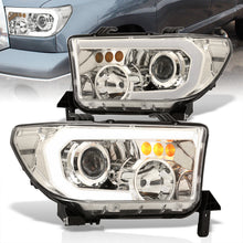 Load image into Gallery viewer, Toyota Tundra 2007-2013 / Sequoia 2008-2017 LED DRL Bar Projector Headlights Chrome Housing Clear Len Clear Reflector