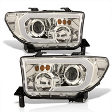 Load image into Gallery viewer, Toyota Tundra 2007-2013 / Sequoia 2008-2017 LED DRL Bar Projector Headlights Chrome Housing Clear Len Clear Reflector