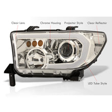 Load image into Gallery viewer, Toyota Tundra 2007-2013 / Sequoia 2008-2017 LED DRL Bar Projector Headlights Chrome Housing Clear Len Clear Reflector