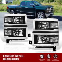 Load image into Gallery viewer, Chevrolet Silverado 1500 2014-2015 Factory Style Headlights Black Housing Clear Len Clear Reflector (Will Not Fit 2500 & HD Models)