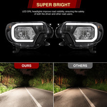 Load image into Gallery viewer, Toyota Tacoma 2012-2015 LED DRL Bar Factory Style Headlights Black Housing Clear Len Clear Reflector