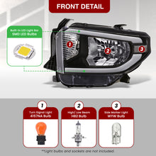 Load image into Gallery viewer, Toyota Tundra 2014-2021 LED DRL Bar Factory Style Headlights Black Housing Clear Len Clear Reflector (Halogen Models Only)