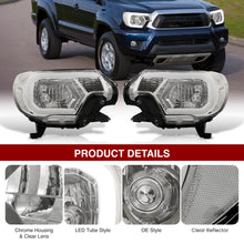 Load image into Gallery viewer, Toyota Tacoma 2012-2015 LED DRL Bar Factory Style Headlights Chrome Housing Clear Len Clear Reflector