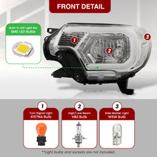Load image into Gallery viewer, Toyota Tacoma 2012-2015 LED DRL Bar Factory Style Headlights Chrome Housing Clear Len Clear Reflector