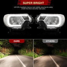 Load image into Gallery viewer, Toyota Tacoma 2012-2015 LED DRL Bar Factory Style Headlights Chrome Housing Clear Len Clear Reflector