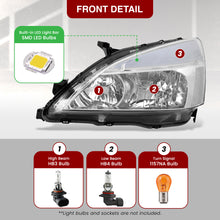 Load image into Gallery viewer, Honda Accord 2003-2007 LED DRL Bar Factory Style Headlights Chrome Housing Clear Len Clear Reflector
