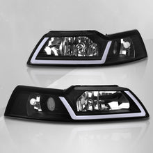 Load image into Gallery viewer, Ford Mustang 1999-2004 LED DRL Bar Factory Style Headlights Black Housing Clear Len Clear Reflector