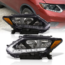 Load image into Gallery viewer, Nissan Rogue 2014-2016 LED DRL Factory Style Headlights Black Housing Clear Len Amber Reflector (Halogen Models Only)