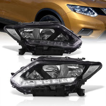 Load image into Gallery viewer, Nissan Rogue 2014-2016 LED DRL Factory Style Headlights Black Housing Clear Len Clear Reflector (Halogen Models Only)