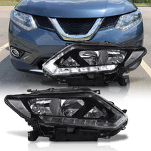 Load image into Gallery viewer, Nissan Rogue 2014-2016 LED DRL Factory Style Headlights Black Housing Clear Len Clear Reflector (Halogen Models Only)