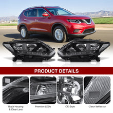 Load image into Gallery viewer, Nissan Rogue 2014-2016 LED DRL Factory Style Headlights Black Housing Clear Len Clear Reflector (Halogen Models Only)