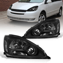 Load image into Gallery viewer, Toyota Sienna 2004-2005 Factory Style Headlights Black Housing Clear Len Clear Reflector (Halogen Models Only)