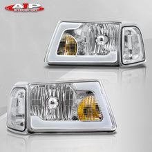 Load image into Gallery viewer, Ford Ranger 2001-2011 LED DRL Bar Factory Style Headlights + Corners Chrome Housing Clear Len Clear Reflector