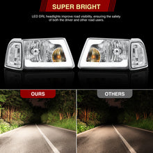 Load image into Gallery viewer, Ford Ranger 2001-2011 LED DRL Bar Factory Style Headlights + Corners Chrome Housing Clear Len Clear Reflector