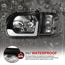 Load image into Gallery viewer, Toyota Tundra (Double Cab / 4 Door Models Only) 2005-2006 / Sequoia 2005-2007 LED DRL Bar Factory Style Headlights + Corners Black Housing Clear Len Clear Reflector
