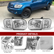 Load image into Gallery viewer, Toyota Tundra (Double Cab / 4 Door Models Only) 2005-2006 / Sequoia 2005-2007 LED DRL Bar Factory Style Headlights + Corners Chrome Housing Clear Len Clear Reflector
