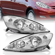 Load image into Gallery viewer, Toyota Sienna 2006-2010 Factory Style Headlights Chrome Housing Clear Len Clear Reflector (Halogen Models Only)