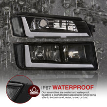 Load image into Gallery viewer, Chevrolet Avalanche (Plastic Body Cladding Models Only) 2002-2006 LED DRL Bar Factory Style Headlights + Bumpers Black Housing Clear Len Clear Reflector