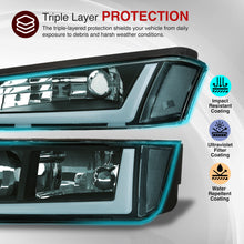Load image into Gallery viewer, Chevrolet Avalanche (Plastic Body Cladding Models Only) 2002-2006 LED DRL Bar Factory Style Headlights + Bumpers Black Housing Clear Len Clear Reflector