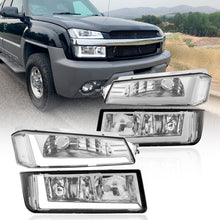 Load image into Gallery viewer, Chevrolet Avalanche (Plastic Body Cladding Models Only) 2002-2006 LED DRL Bar Factory Style Headlights + Bumpers Chrome Housing Clear Len Clear Reflector