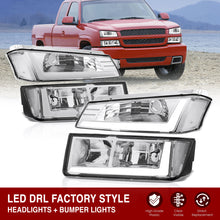 Load image into Gallery viewer, Chevrolet Avalanche (Plastic Body Cladding Models Only) 2002-2006 LED DRL Bar Factory Style Headlights + Bumpers Chrome Housing Clear Len Clear Reflector