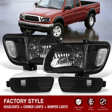 Load image into Gallery viewer, Toyota Tacoma 2001-2004 Factory Style Headlights + Bumpers + Corners Black Housing Clear Len Clear Reflector