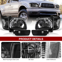 Load image into Gallery viewer, Toyota Tacoma 2001-2004 Factory Style Headlights + Bumpers + Corners Black Housing Clear Len Clear Reflector