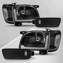 Load image into Gallery viewer, Toyota Tacoma 2001-2004 LED DRL Bar Factory Style Headlights + Corners Black Housing Clear Len Clear Reflector