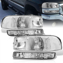 Load image into Gallery viewer, GMC Sierra 1500 1500HD 2500 2500HD 3500 1999-2006 / Sierra Classic 2007 / Yukon 2000-2006 / Yukon XL 1500 2500 2000-2006 Factory Style Headlights + Bumpers Chrome Housing Clear Len Clear Reflector